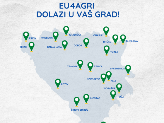 EU4AGRI najavljuje info sesije u 21 gradu širom BiH
