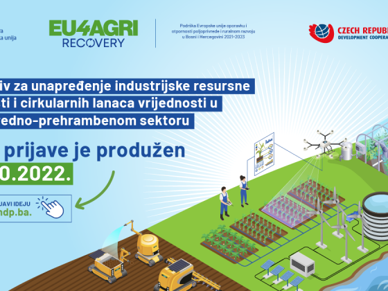 Produžen rok za prijave na Javni poziv za unapređenje industrijske resursne efikanosti i cirkularnih lanaca vrijednosti