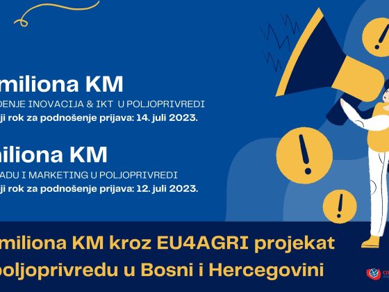 VAŽNO OBAVJEŠTENJE: Ažurirani Javni pozivi projekta EU4AGRI