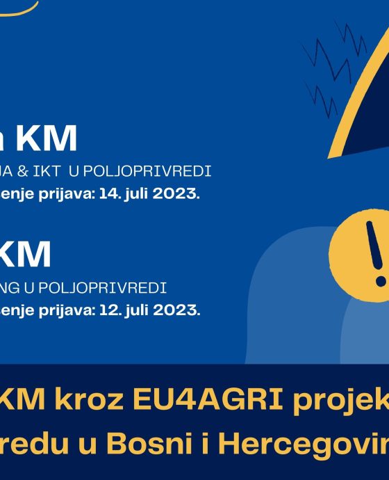 VAŽNO OBAVJEŠTENJE: Ažurirani Javni pozivi projekta EU4AGRI